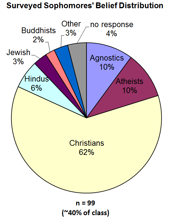 Pie chart of sophomores' beliefs