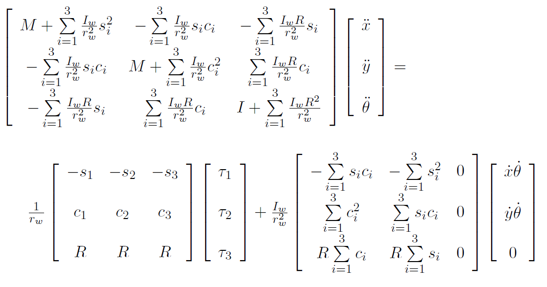 Example equations for calculating omniwheel dynamics